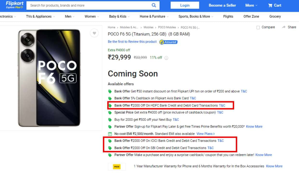 Poco F6 5g Flipkart Offers