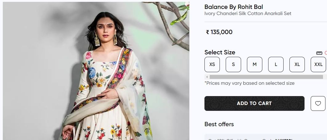 Bebojaan Aditi Rao Hydari Suit Price