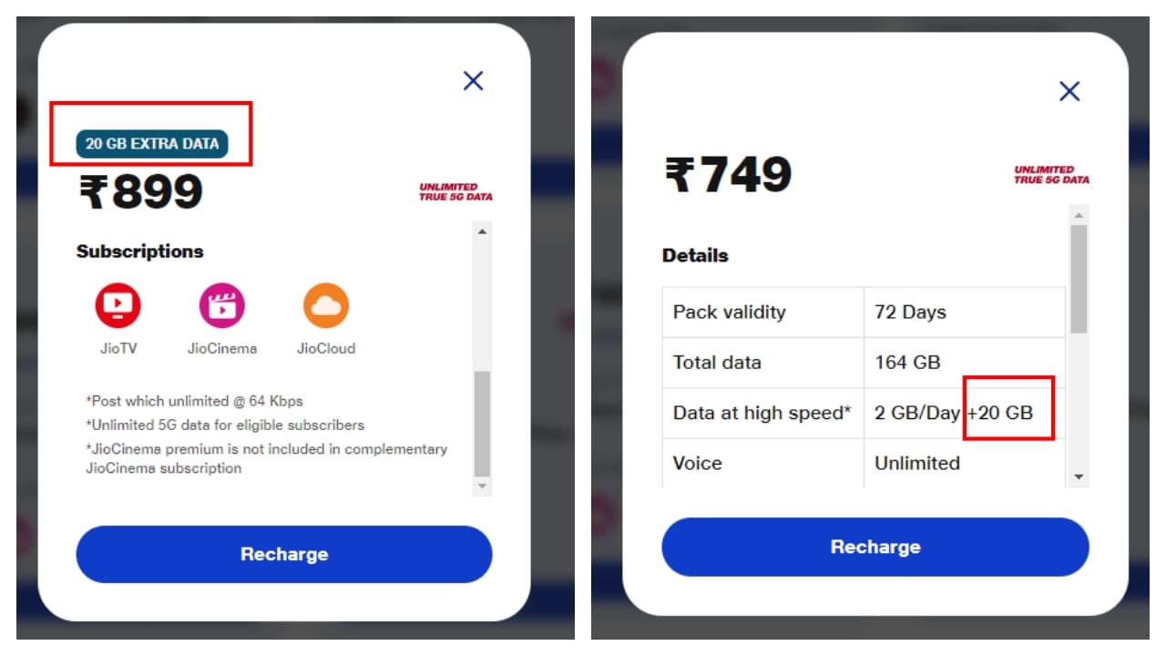 Jio 749 And Jio 899 Plan