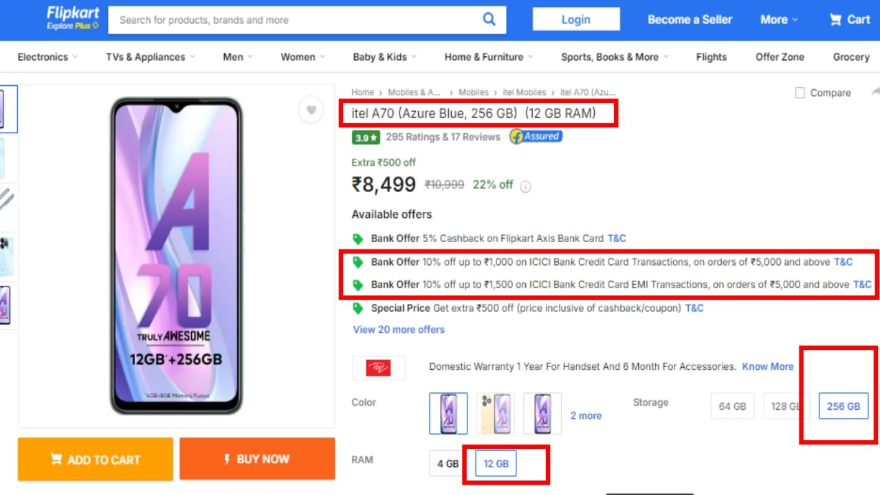 Itel A70 Flipkart Sale