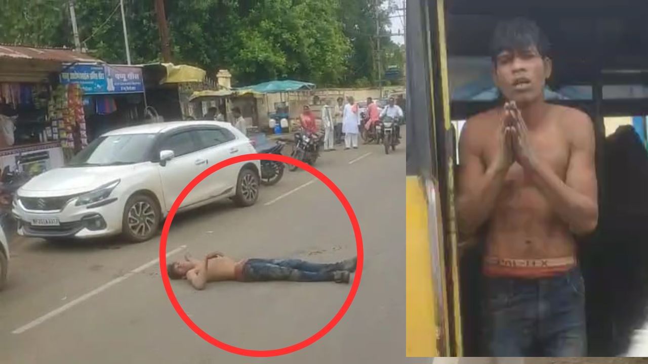 गजब! सड़क पर बना लिया 'बेड', लेट कर आराम फरमा रहा था युवक; लग गया लंबा जाम